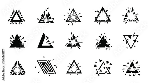 exploding triangle icon silhouette vector illustration isolated