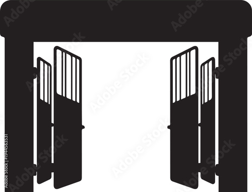 Horse racing gate silhouette vector illustration line art for starting point competition
