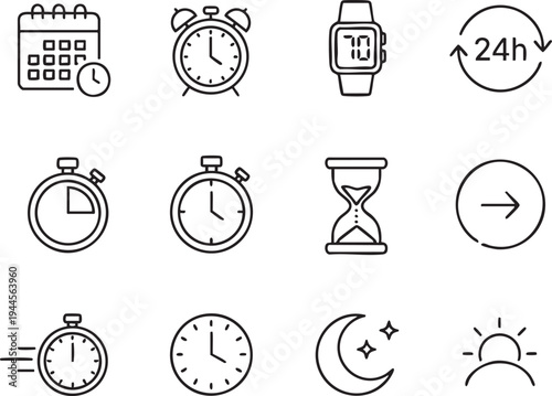 Collection of clock icons.