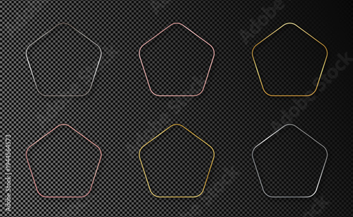 Set of six rounded pentagon frames