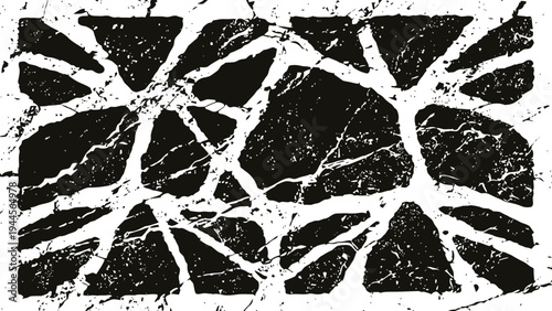 Grunge cracked stone texture background in black and white with distressed rough pattern
