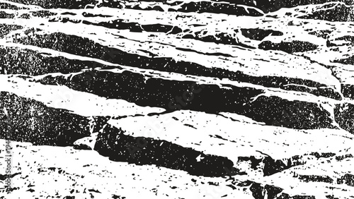 Black and white textured cracked surface abstract natural rough stone pattern background