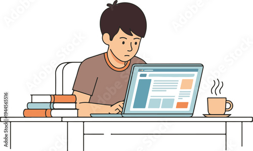 Student Using Tablet to Access Online Education Portal