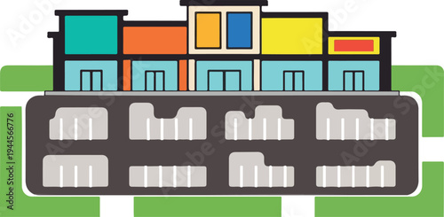 Vector illustration of colorful building complex