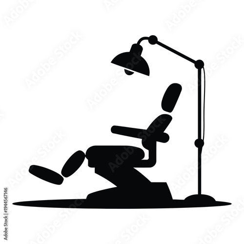 Dental chair and lamp icon healthcare medical treatment with white background with website header