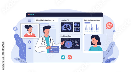 A senior male doctor wearing a white lab coat and stethoscope, looking at a tablet computer while sitting on a couch.