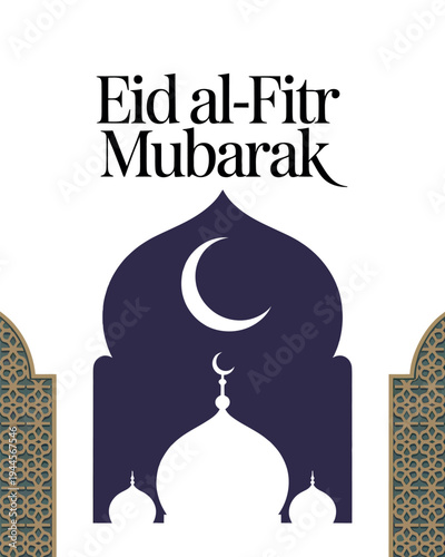 Wallpaper Mural Eid al Fitr Mubarak with Mosque and Crescent Moon Design Torontodigital.ca