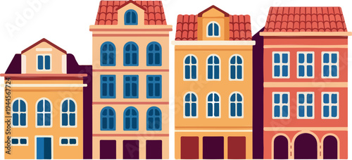 Set of 4 colorful building icons vector