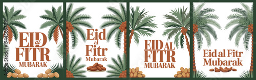 Eid al Fitr Mubarak Palm Trees and Dates Festival Design