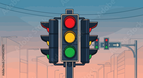 Traffic Lights Signal Intersection City Street Urban Roadway