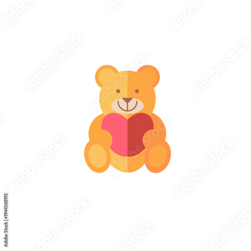 Teddy bear toy icon for baby comfort and childhood play concept.
