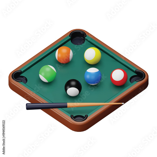 Billiard 3d rendering isometric icon.