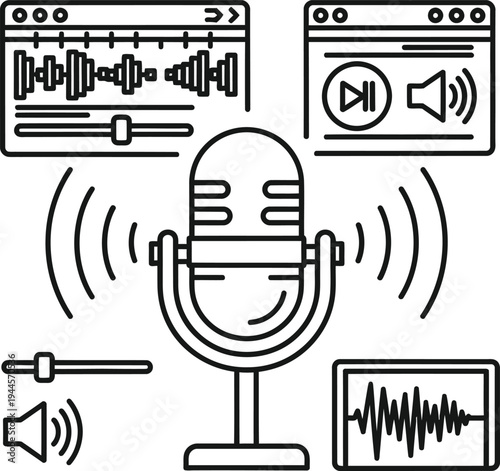 Podcast recording and editing software interface