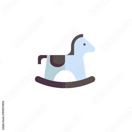 Rocking horse toy icon for classic baby play equipment and nursery decoration.
