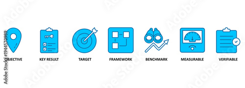 Banner OKR - Objectives and key results is a framework for defining and tracking objectives and their outcomes 