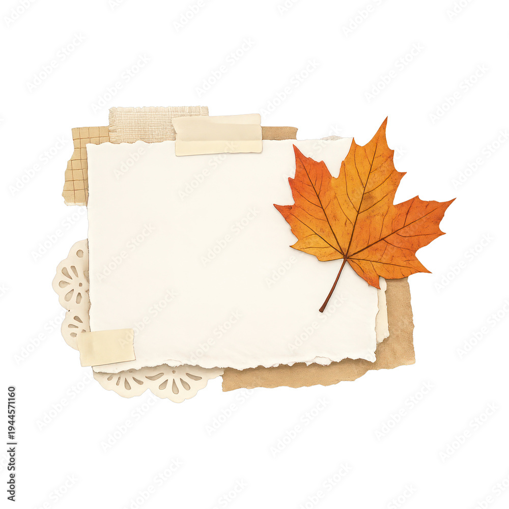 Fototapeta premium PNG Autumn-themed scrapbook paper design.