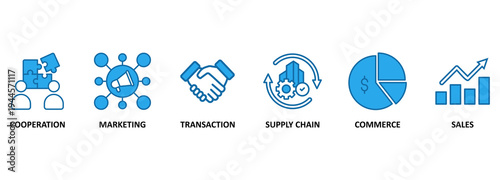 business-to-business. Banner with keywords and icons 