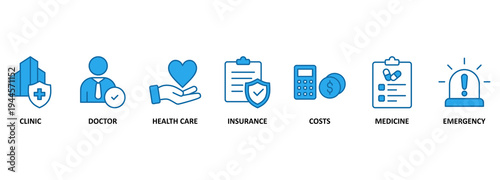 Medicare vector illustration concept. Banner of Health care nadinsurance concept with icons