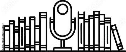 Microphone in front of a bookshelf with books