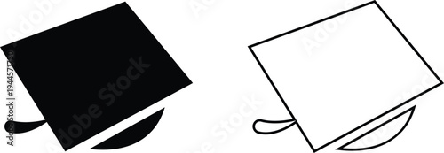 Graduation cap vector set collection group with mortarboard hat icons, academic education ceremony symbol isolated on transparent background, outline silhouette editable design