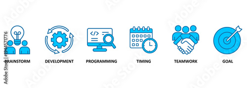 Banner Hackathon design sprint-like event - Vector Illustration Concept with keywords and icons