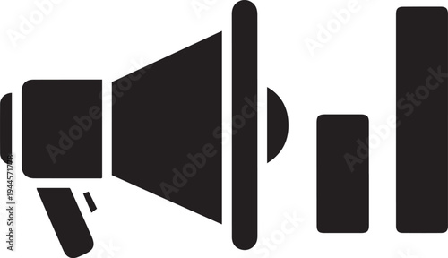 Megaphone with sound waves icon represents advertising and promotion vector illustration