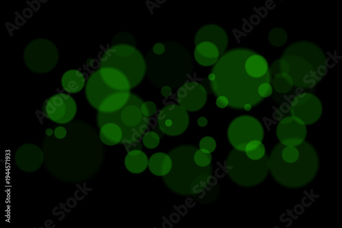 Abstract bokeh field. Glowing circular shapes in various sizes distributed across dark background, blurred borders, layered overlap, smooth gradient tones, vivid neon lighting atmosphere