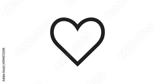 Simple black heart symbol on white background, love icon