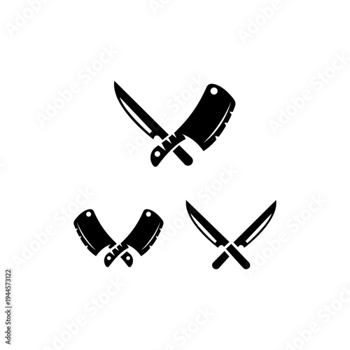 Butcher knife logo design set vector template