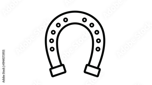 Horseshoe outline icon representing good luck is centered and isolated on a white background for simple design.
