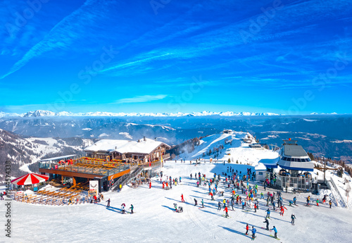 Nassfeld Ski Resort in Winter with Skiers on the Slopes, Austria