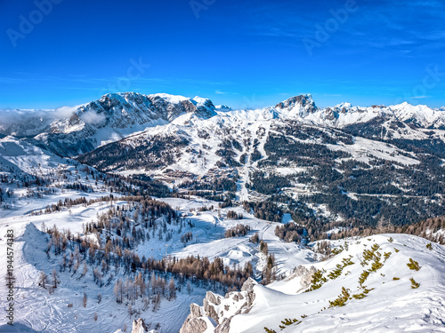 Nassfeld Ski Resort in Winter with Skiers on the Slopes, Austria
