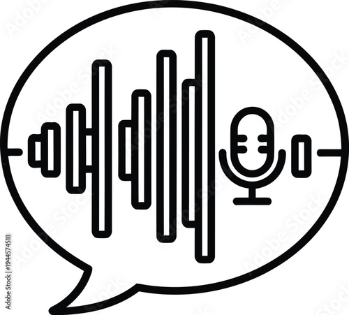 Audio waveform and microphone icon in speech bubble