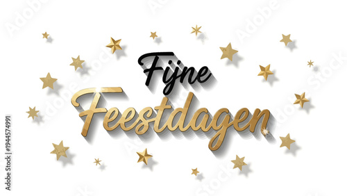 Elegant Happy Holidays greeting graphic with golden stars and stylish typography, perfect for festive season celebrations and joyful wishes on a white background