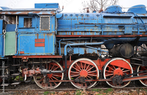 Bild auf Leinwand Locomotive of Blue train, Museum Exhibit