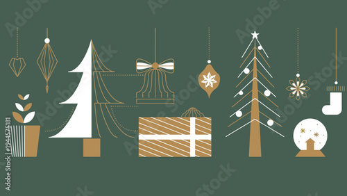 Elegant Vector Design of Seasonal Decorations for Winter Celebrations - A Festive Graphic Collection