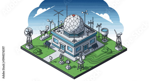 Weather Station Isometric Illustration
