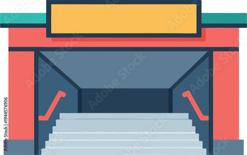 Vector illustration of a subway entrance with stairs