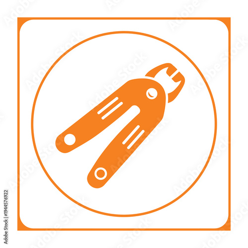 Vector of an orange utility knife with a sleek design inside an orange circular frame