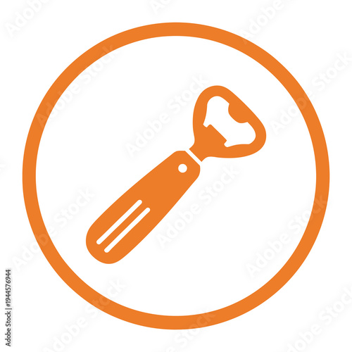 Vector of a bottle opener inside an orange circle