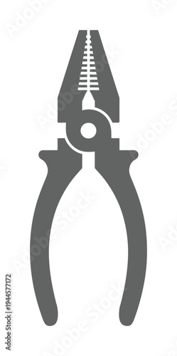 Vector of a pair of black pliers with a cutting edge and grips