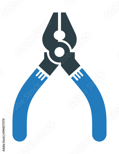 Vector of blue-handled wire cutters with a white background