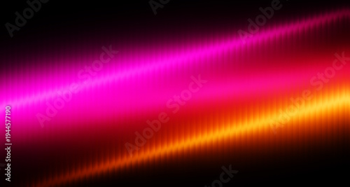 Glowing neon magenta pink and orange glass gradient with soft orange tones on a black backdrop. The composition features a smooth, shiny surface with a sense of motion and depth luxury backdrop.