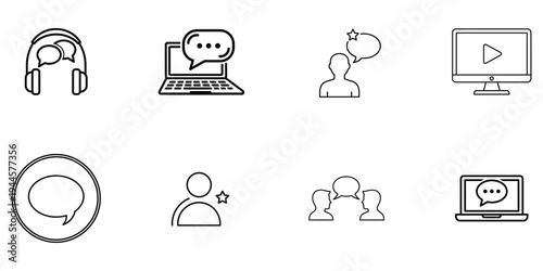 Collection of modern communication and technology icons