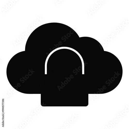 Stylized cloud with orange padlock, conveying cloud storage security and data protection