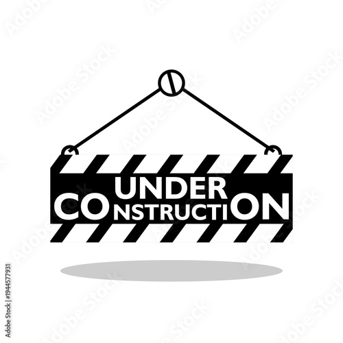 Under Construction Warning Sign with shadow