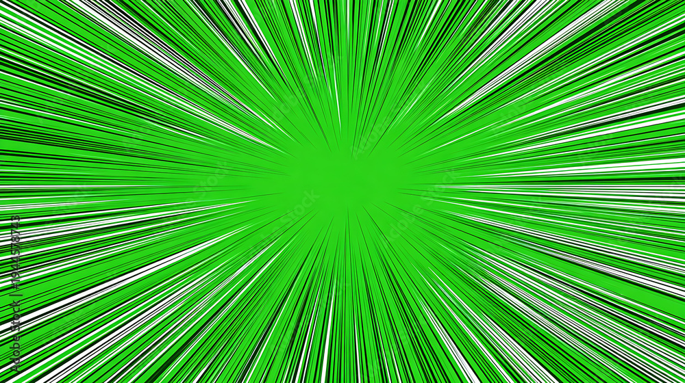 Obraz premium Vibrant green digital burst with white lines radiating outward quickly