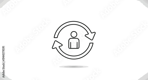 A person in a circular refreshing symbol
