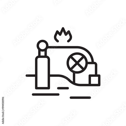 Landfill methane tap icon, biogas recovery tech. Symbolizing greenhouse gas capture hardware, renewable energy systems, landfill gas wells, sustainable waste engineering, and climate action tools.