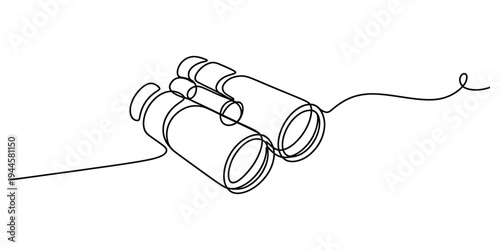 Minimalist Continuous One Line Drawing of Binoculars